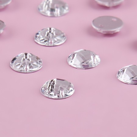 Rhinestones are sewing "circle", from organic glass, d = 8 mm, 50 pcs, white color-2