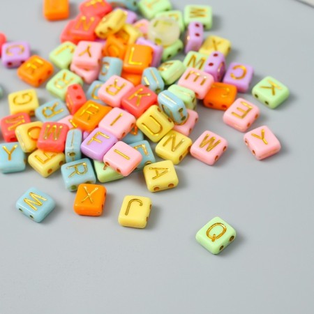 Beads for creativity plastic "Golden English letters" Color set 20 grams 0.4x0.8x0.8 cm 923357-1