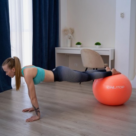 Fitball ONLYTOP, D = 65 cm, 900 g, anti -wings, Orange color-9