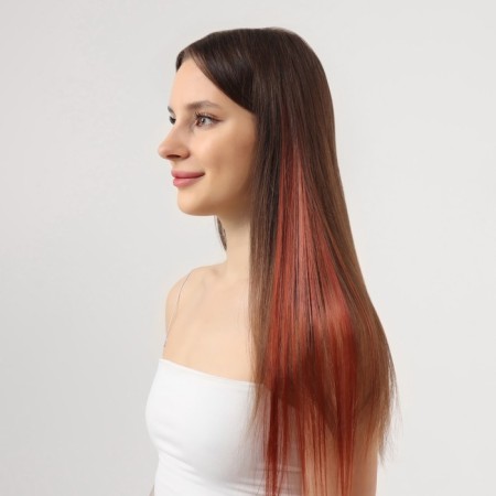 Local Loca, straight hair, clock, 50 cm, 5 grams, redhead red-5