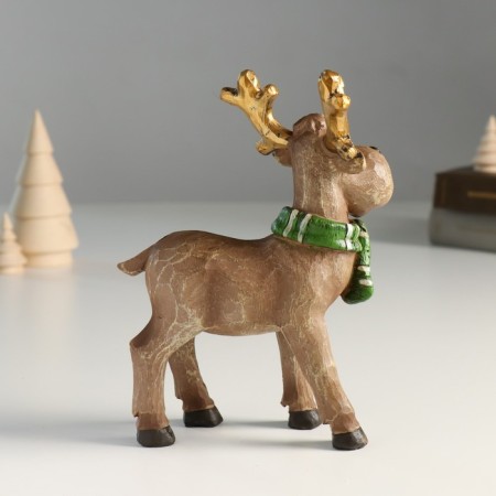 Souvenir Polystone "Olennian in a green scarf with golden horns" 7.3x12x18 cm-3