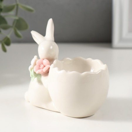Souvenir ceramic stand "Easter rabbit with flowers, egg" 9.5x5.6x6.9 cm-3
