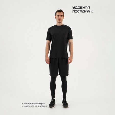 Male T -shirt, basic, size m (48), black color-1