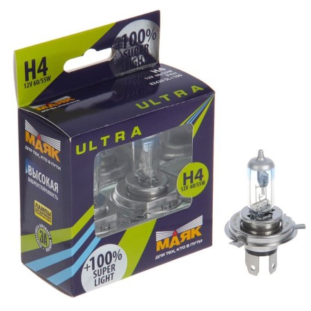 Lamp car lighthouse, +100%, H4, 12 V, 60/55 W, set 2 pcs-1