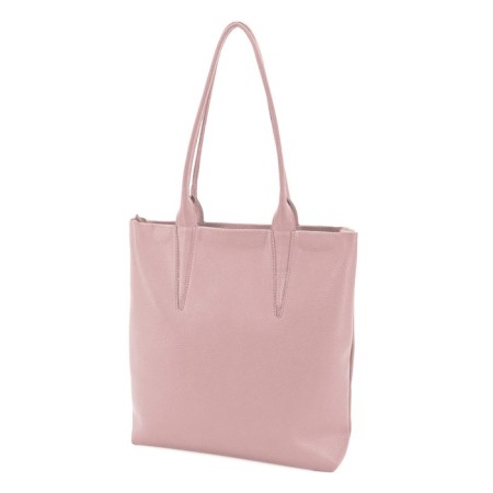 Bag women, genuine leather, pink 31x8x33 cm