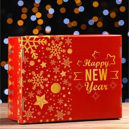 Folding box "New Year's style", 31.2 x 25.6 x 16.1 cm