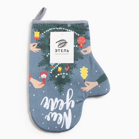 Mittens-Poskatka "New Year" 20x28cm, sarzha, 100% cotton, Vatin 250g/m2-7