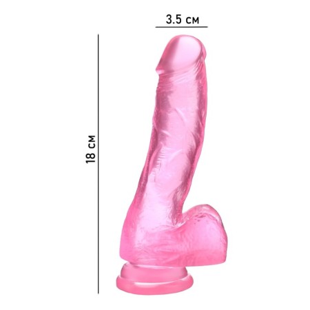Falloimitator Oka-Khpoki, realist, on a suction cup, gel, 18 x 3.5 cm, pink-5