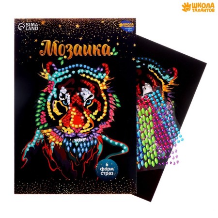 Mosaic with rhinestones "Tiger look." Set for creativity-1