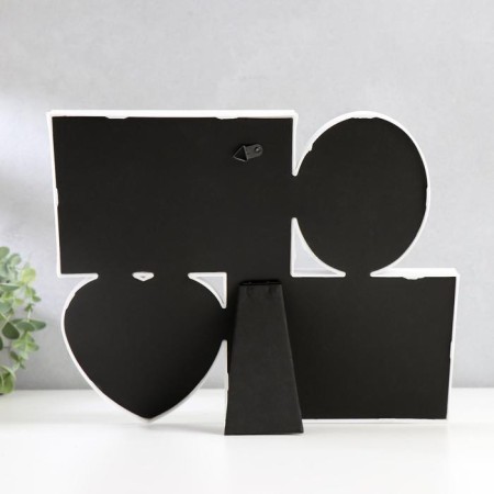 Photo frame in 4 photos white 10 × 15 cm, oval 9x6 cm, heart 9x9 cm-2