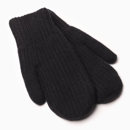 Women's mittens with fur inside, color black, size 7-8-1