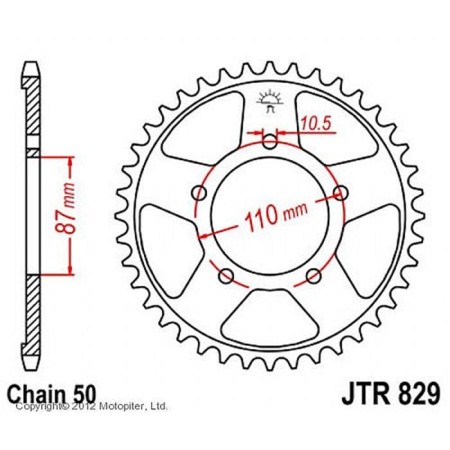 The rear driven star JTR829 for a steel motorcycle, chain 530, 48 teeth