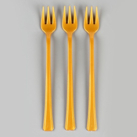 Plastic forks, set 12 pieces, color gold