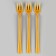 Plastic forks, set 12 pieces, color gold