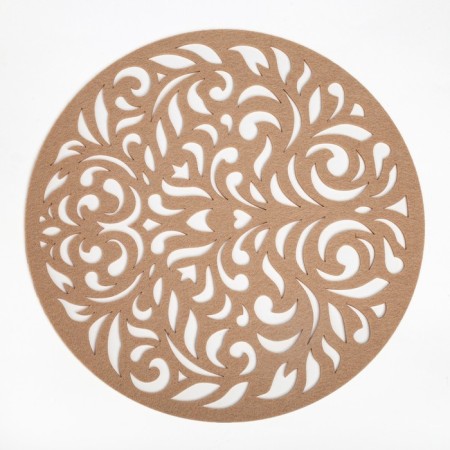 Napkin Decorative shade "Patterns" Beige color, D 30 cm, 100% p/e, felt-1