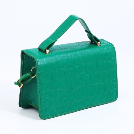 Bag Messenger with zipper, green color-1