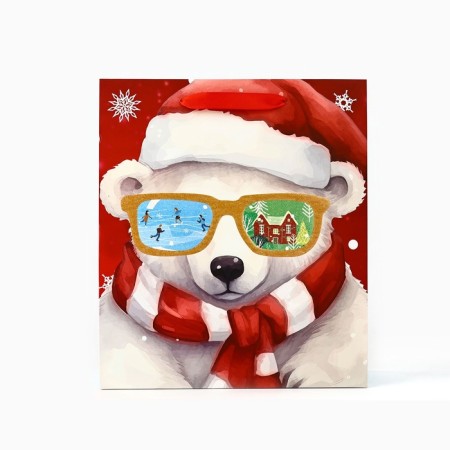 Package Gift New Year Laminated "Teddy Bear", M 30 x 26 x 9 cm, New Year-1