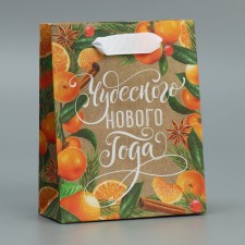 Craft vertical “Mandarin mood” package, S 12 x 15 x 5.5 cm, New Year