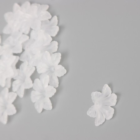 Beads for creativity plastic "Six -line white matte flower" set 40 pcs 2.1x2.1 cm-2