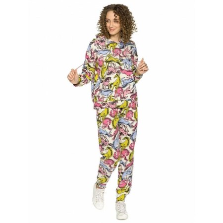 A set of sweatshirts and trousers female, size m, pink color-2