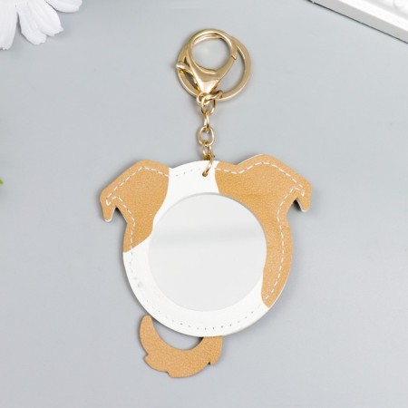 A keychain to the leatherette with a mirror, a carbine "dog with a bone" 15x8 cm-3