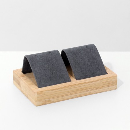 Earrings stand, wood, 2 pairs, 10.5 × 6.8 cm, black color-1