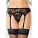 Softline collection belt and thongs, lace, black color, size s/m