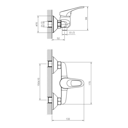 Decoroom DR72043 bath mixer, two -wound, pour 272 mm, watering can, chrome-1