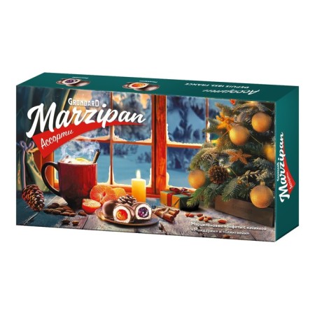 New Year. Flays glazed "marzipan", with the taste of mandarin and mulled wine, assorted, 126 g