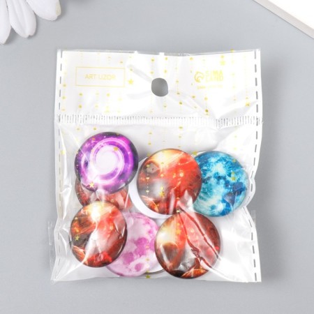 Decor (cabochon) for creativity glass "Cosmos" mix d = 2.5 cm-3