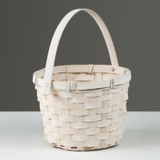Wicker basket, d17 x 12 x 22 cm, white, bamboo
