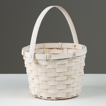 Wicker basket, d17 x 12 x 22 cm, white, bamboo