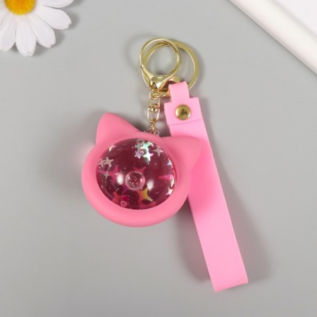 Trick rubber with carbine, strap "Moon Cat" Water with sparkles 6.5x6x4 cm-3