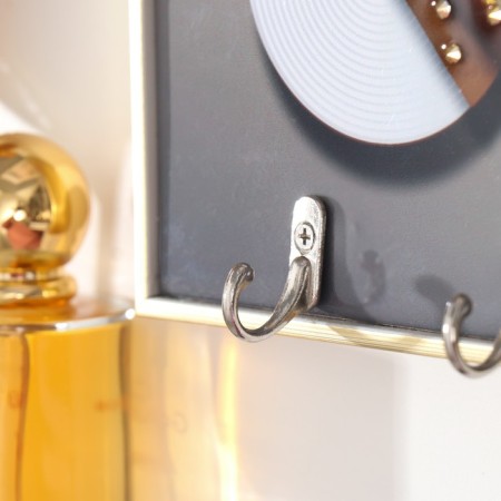 Key plastic, MDF 3 hooks "Abstraction. Vase with flowers" rhinestones, gold 29x1.8x19 cm-2