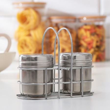 Set for spices made of stainless steel S&P, 70 ml, 2 pcs: Solonka and Listen