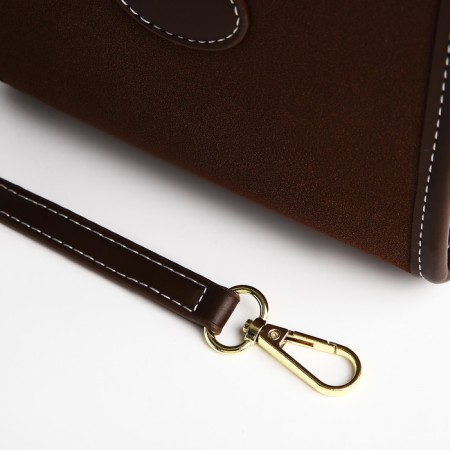 Bag Women's Tout with zipper, brown color-5
