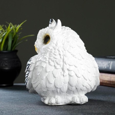 Piggy bank "Low owl" White, 16x18cm-1