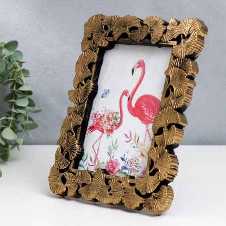 Photo frame plastic 13x18 cm "Leaves-faith" dark gold 22.5x17 cm-1