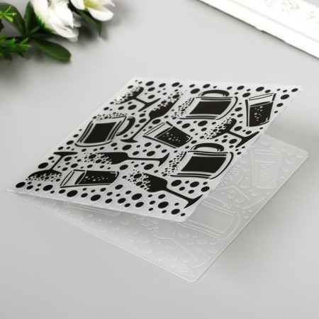 Embosing stencil plastic "drinks and glasses" 15x15 cm-1