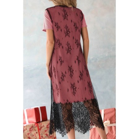 Women's dress, size 42, coral color, black-9