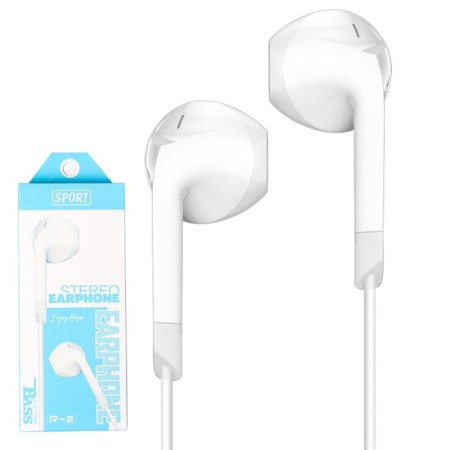 R-2 headphones, wired, inserts, microphone, 1 m, jack 3.5 mm, white-2