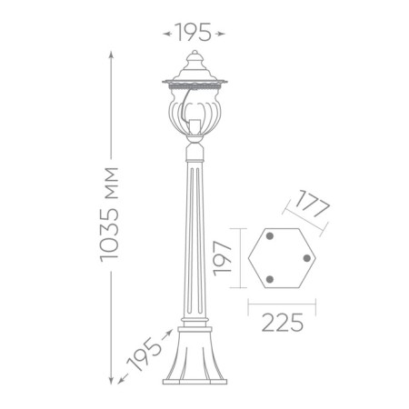 Sadovo-park lamp Feron PL596, IP44, E27, 60 W, 195x195x1035 mm, brown color-5