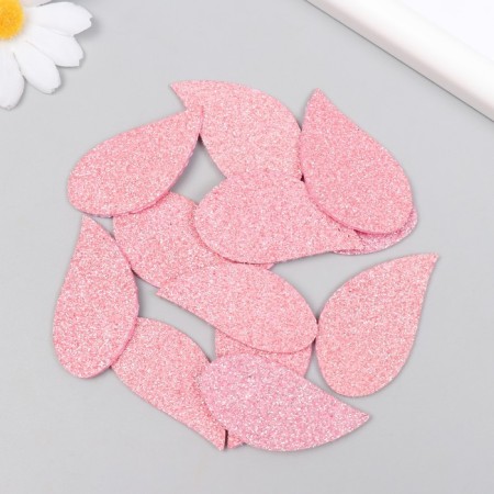 Decor "drop" pink 5x2.5 cm foom glitter (set 12 pcs)-2