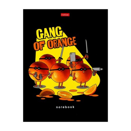 Tetred on 4 rings A5, 120 sheets of the cell "Orange gang", solid cover, glossy lamination, block 60g/m2