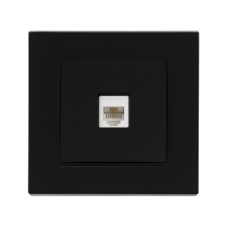 Single single glossy glass telephone socket, hidden, glass, black-2