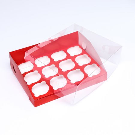 Confectionery folding box for 12 cupcakes 31x 23.5 x 10, red-3