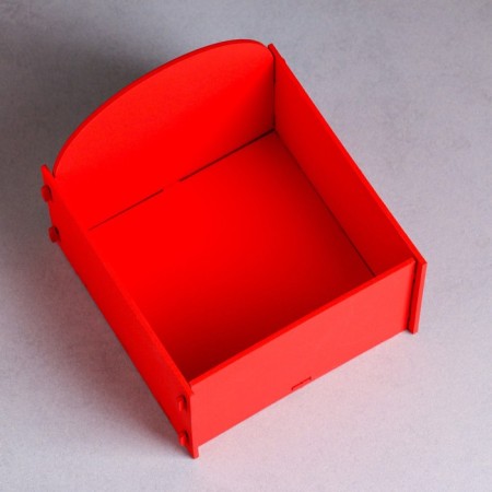 Wooden Kashpo "beloved teacher", 13.5x13.5x12.8 cm, oak, red-2