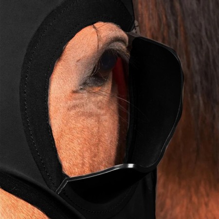 A mask for a horse with a limiter of vision, black-2