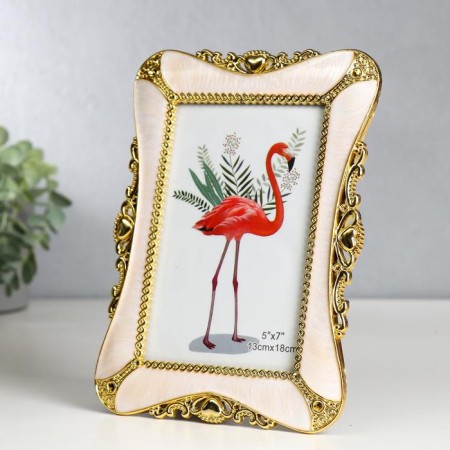 Photo frame plastic for metal 13x18 cm "Duchess" gold with white 23x16.7 cm-1