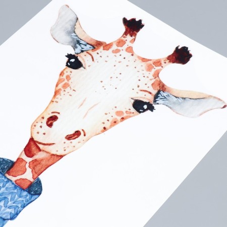 Sticker Plastic Interior color "Giraffe in a blue sweater" 59x25 cm-2